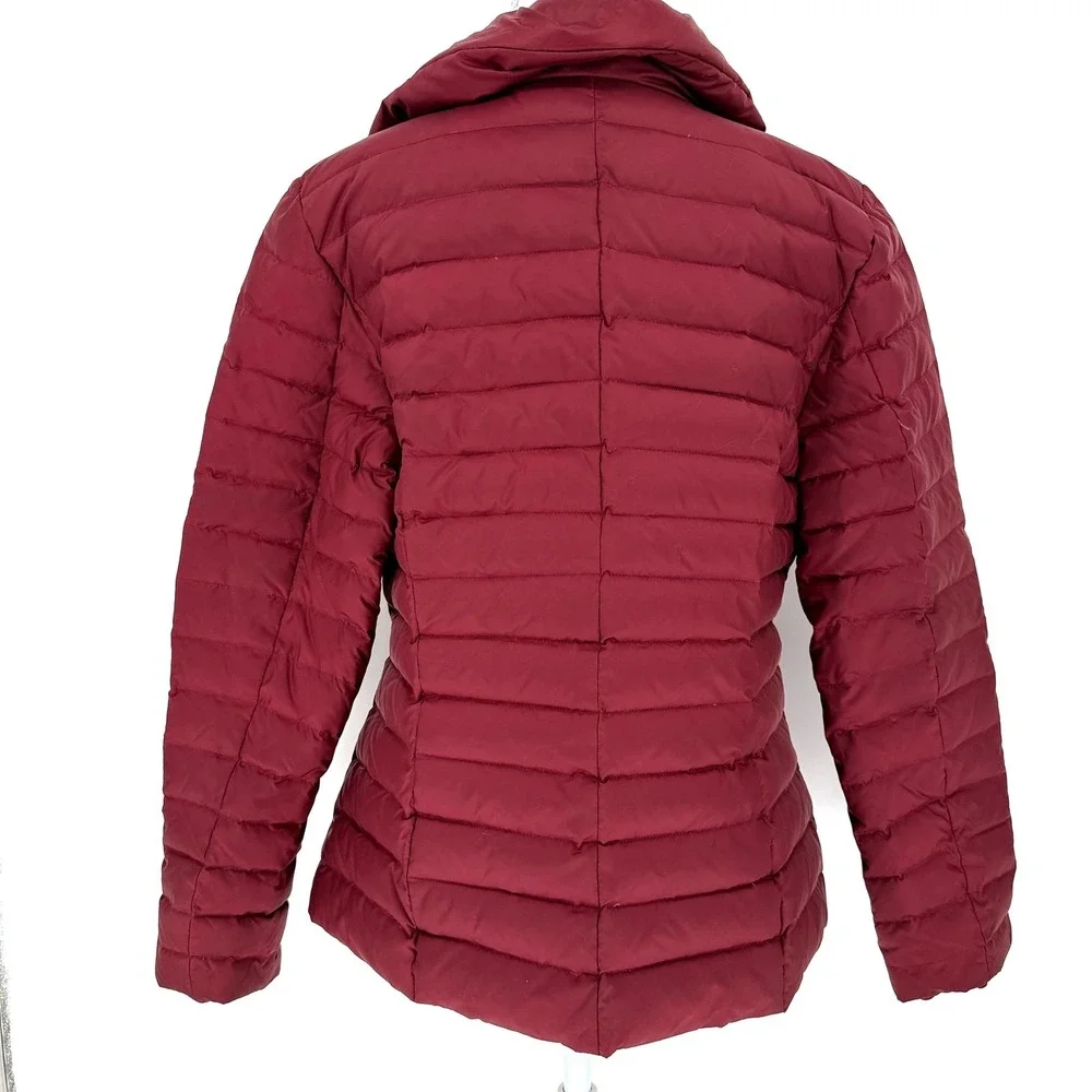Marc‎ New York Andrew Marc Burgundy Down Puffer Jacket Asym Zip Funnel Neck L - Picture 3 of 10